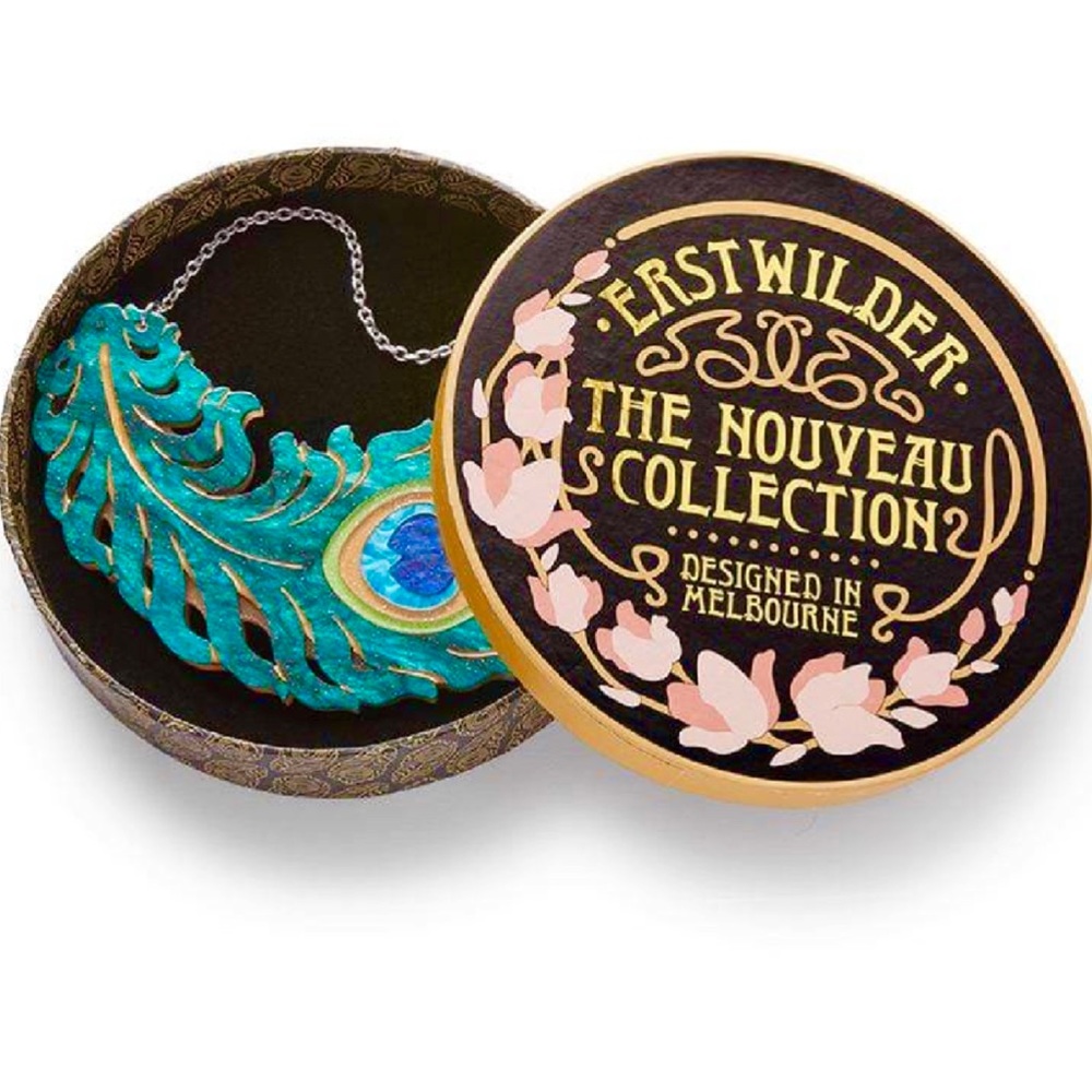 Erstwilder The Royal Eye Necklace Peacock Feather Pinup Jewel Turquoise Green